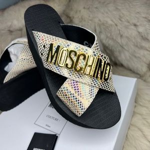 Moschino Rainbow Snake Print Platform Sandals (limited edition)